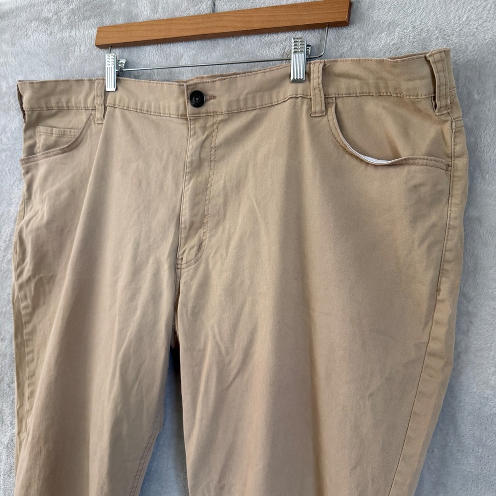 Oak Hill Straight Fit Khaki Chino Pants Mens 50x27 Tan Stretch Cotton DXL - Picture 4 of 12